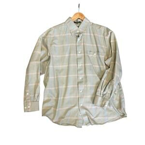 Orvis XL Brown Plaid Shirt‎ Silk Cotton Button Down Long Sleeve Casual